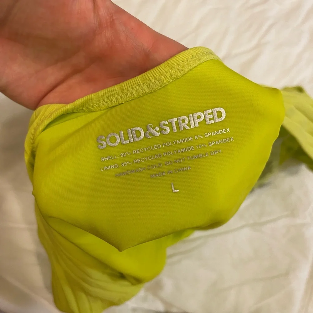 NWT Solid and Striped One Piece Chartreuse - Picture 4 of 4